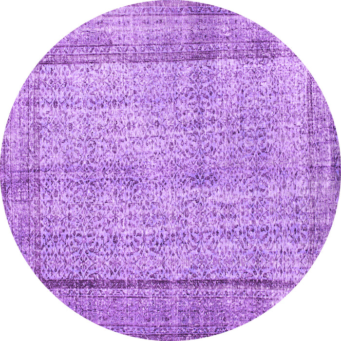 Round Machine Washable Persian Purple Traditional Area Rugs, wshtr2097pur