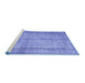 Sideview of Machine Washable Persian Blue Traditional Rug, wshtr2097blu