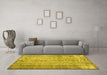 Machine Washable Persian Yellow Traditional Rug in a Living Room, wshtr2097yw