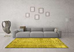 Machine Washable Persian Yellow Traditional Rug in a Living Room, wshtr2097yw