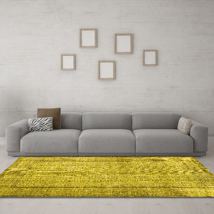 Machine Washable Persian Yellow Traditional Rug in a Living Room, wshtr2097yw
