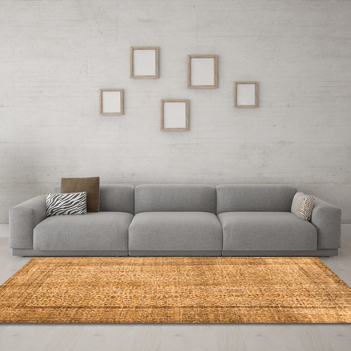 Machine Washable Persian Orange Traditional Area Rugs in a Living Room, wshtr2097org