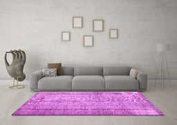 Machine Washable Persian Pink Traditional Rug in a Living Room, wshtr2097pnk