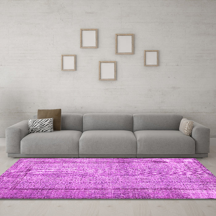 Machine Washable Persian Pink Traditional Rug in a Living Room, wshtr2097pnk