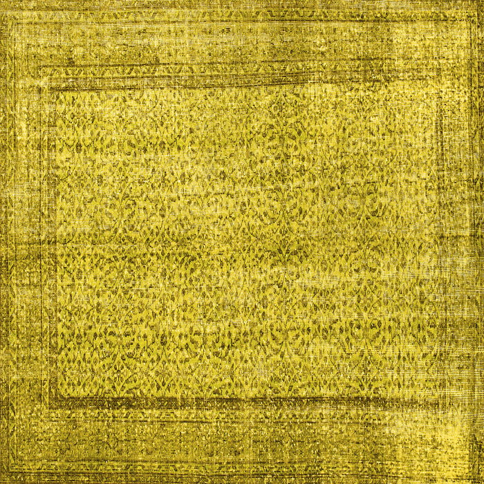 Square Machine Washable Persian Yellow Traditional Rug, wshtr2097yw