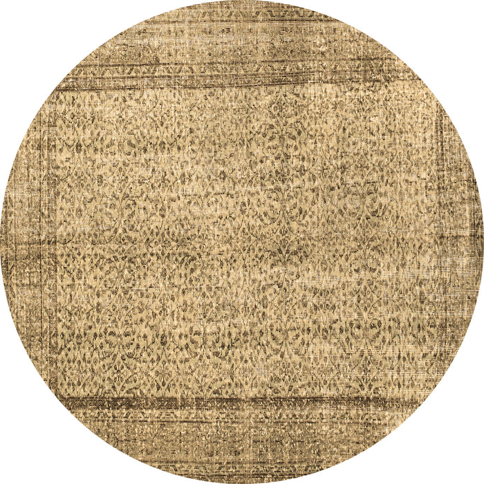 Round Machine Washable Persian Brown Traditional Rug, wshtr2097brn