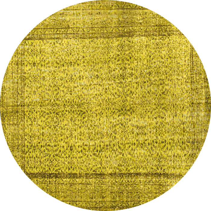 Round Machine Washable Persian Yellow Traditional Rug, wshtr2097yw