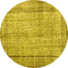 Round Machine Washable Persian Yellow Traditional Rug, wshtr2097yw