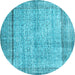 Round Persian Light Blue Traditional Rug, tr2097lblu