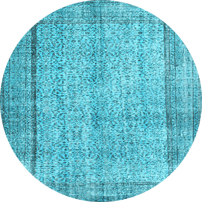 Round Machine Washable Persian Light Blue Traditional Rug, wshtr2097lblu