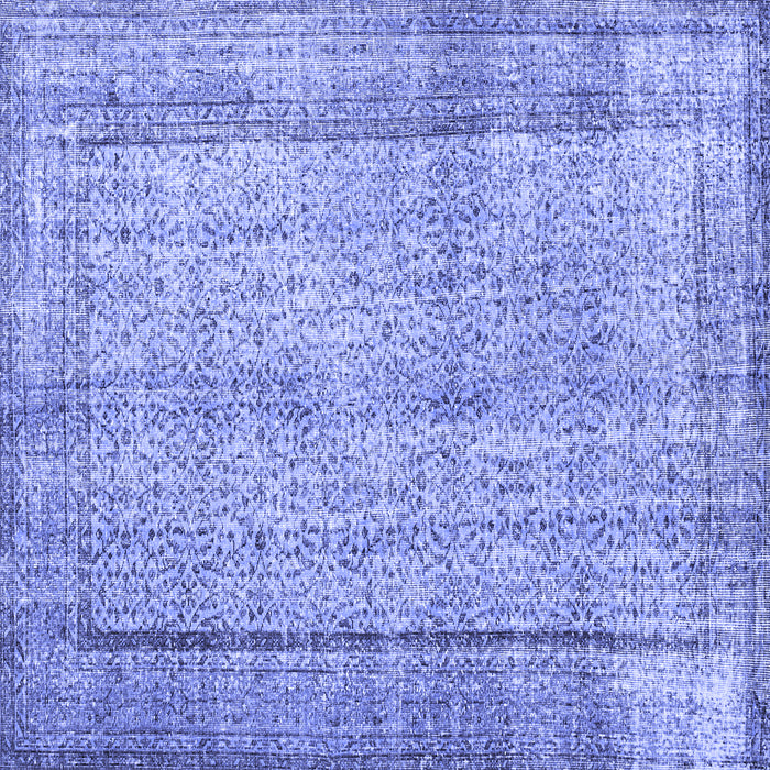 Square Machine Washable Persian Blue Traditional Rug, wshtr2097blu