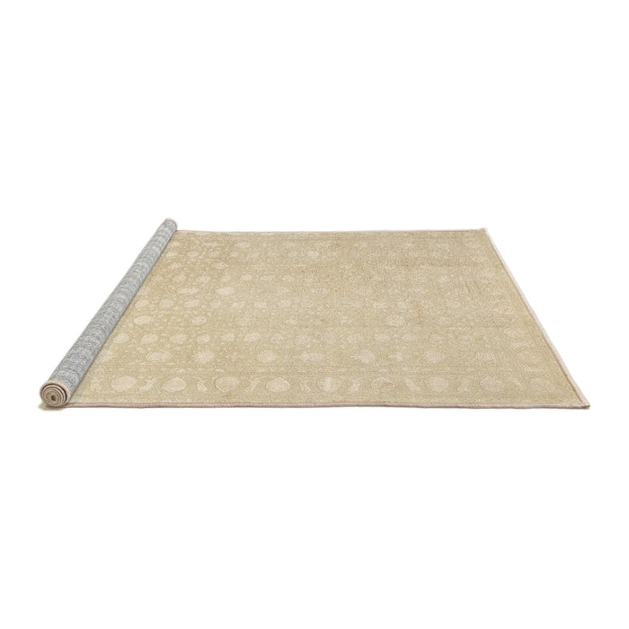 Sideview of Machine Washable Traditional Khaki Gold Rug, wshtr2098
