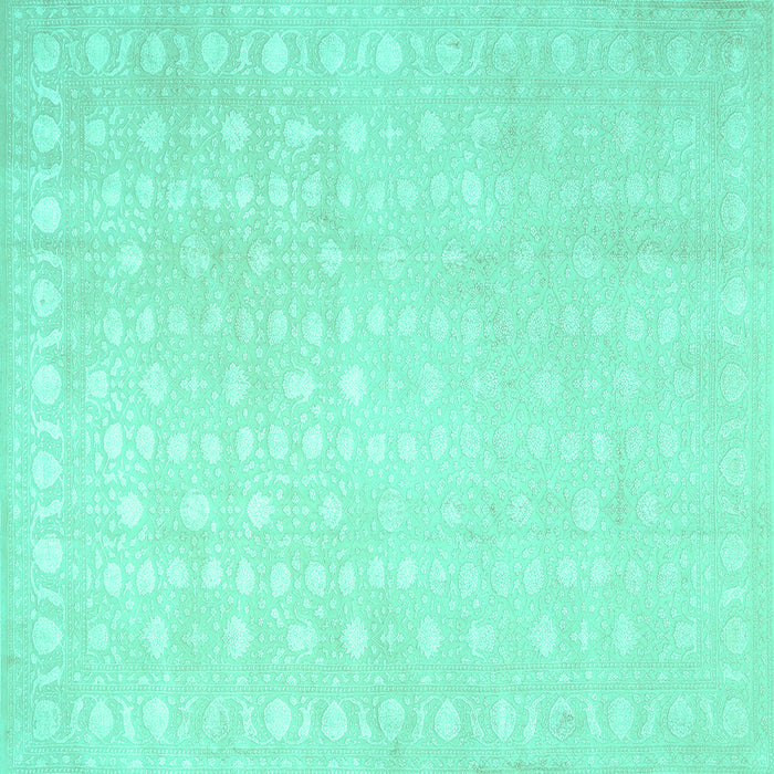 Square Machine Washable Persian Turquoise Traditional Area Rugs, wshtr2098turq