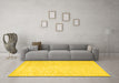 Machine Washable Persian Yellow Traditional Rug in a Living Room, wshtr2098yw