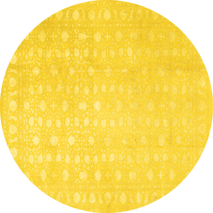 Round Persian Yellow Traditional Rug, tr2098yw