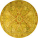 Round Persian Yellow Traditional Rug, tr2099yw