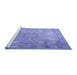 Sideview of Machine Washable Persian Blue Traditional Rug, wshtr2099blu