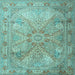 Square Machine Washable Persian Light Blue Traditional Rug, wshtr2099lblu