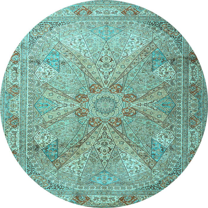 Round Persian Light Blue Traditional Rug, tr2099lblu
