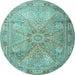 Round Persian Light Blue Traditional Rug, tr2099lblu