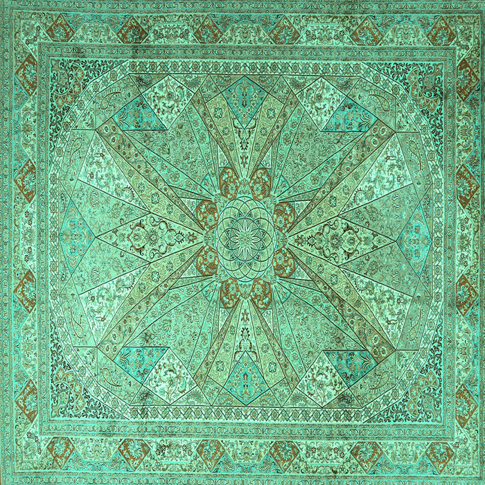 Square Persian Turquoise Traditional Rug, tr2099turq
