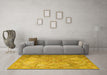 Machine Washable Persian Yellow Traditional Rug in a Living Room, wshtr2099yw