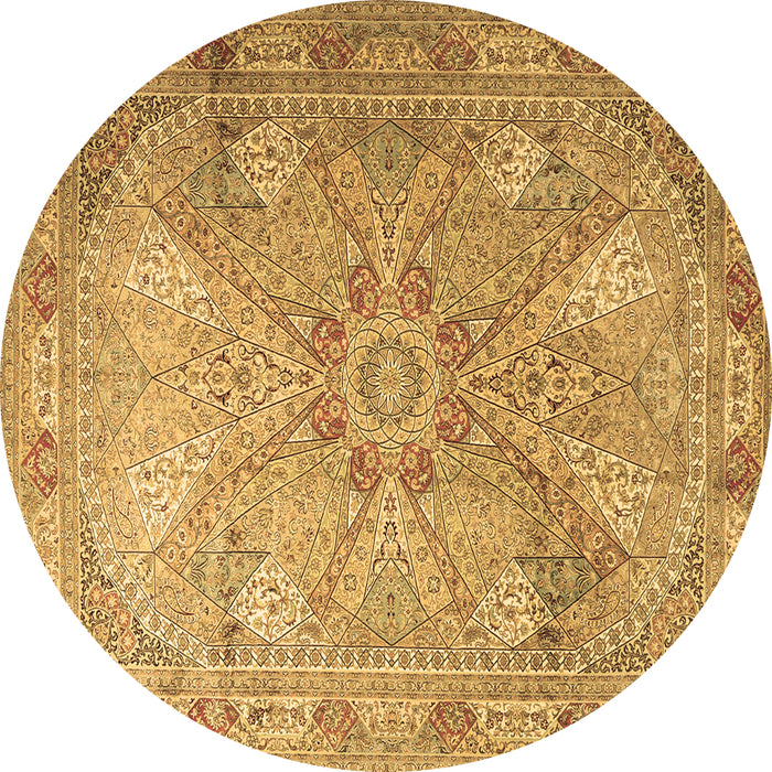 Round Persian Brown Traditional Rug, tr2099brn
