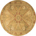 Round Persian Brown Traditional Rug, tr2099brn