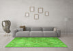 Machine Washable Persian Green Traditional Area Rugs in a Living Room,, wshtr2099grn