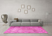 Machine Washable Persian Pink Traditional Rug in a Living Room, wshtr2099pnk