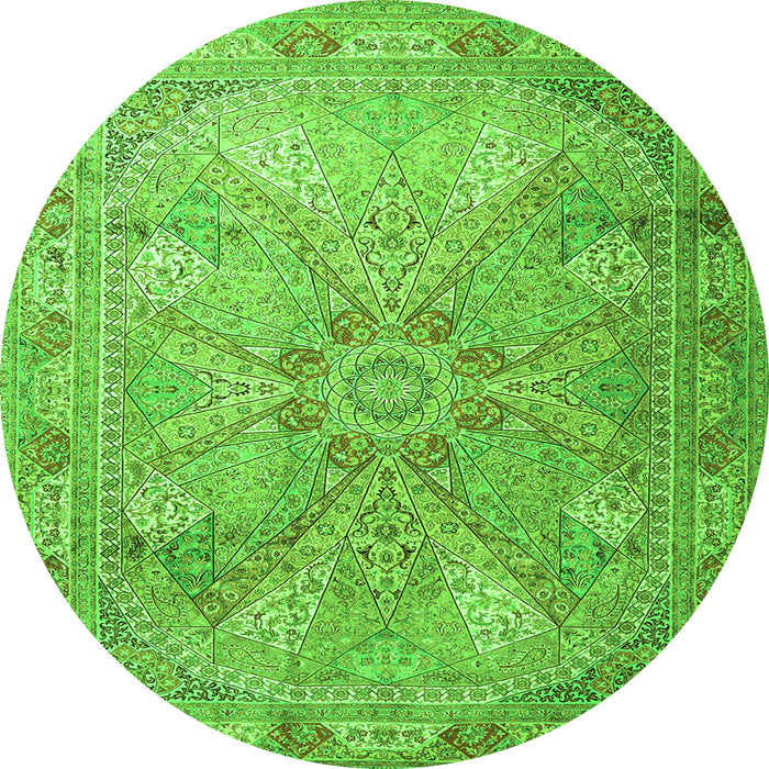 Square Persian Green Traditional Rug, tr2099grn