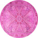 Round Machine Washable Persian Pink Traditional Rug, wshtr2099pnk