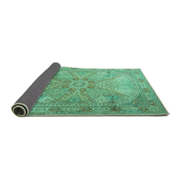 Sideview of Persian Turquoise Traditional Rug, tr2099turq