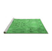 Sideview of Machine Washable Persian Emerald Green Traditional Area Rugs, wshtr2099emgrn