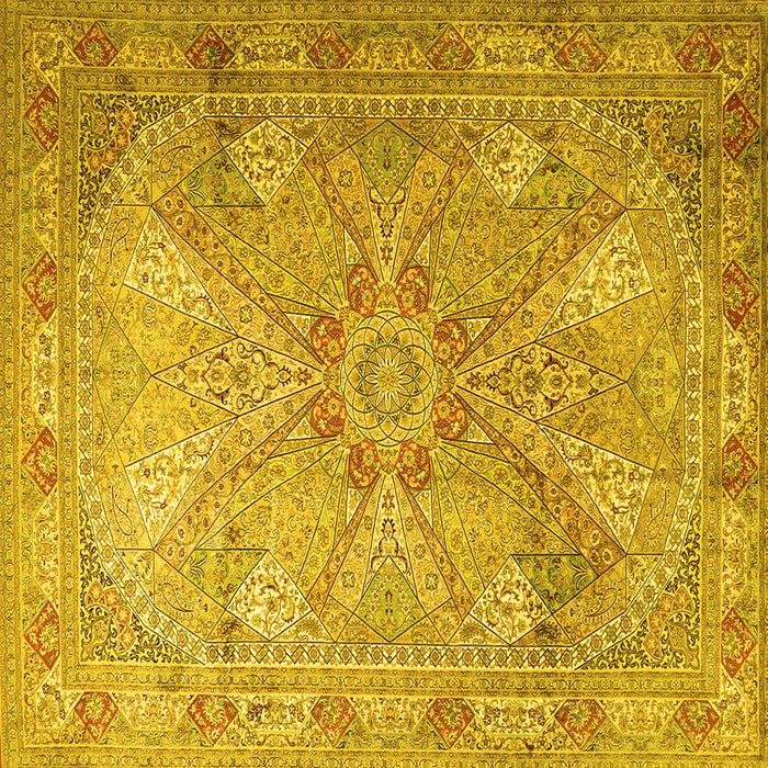 Square Persian Yellow Traditional Rug, tr2099yw