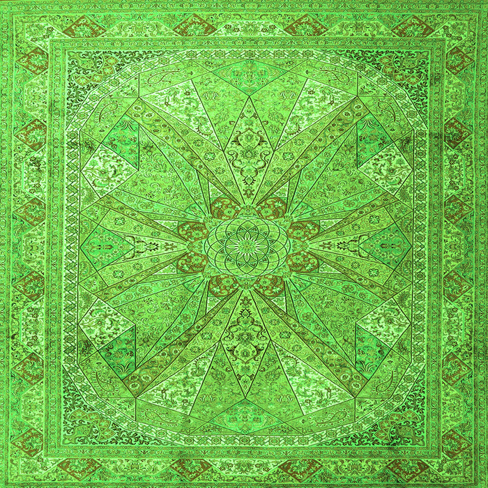 Round Machine Washable Persian Green Traditional Area Rugs, wshtr2099grn