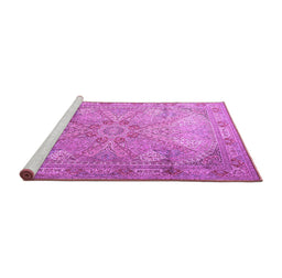 Sideview of Machine Washable Persian Purple Traditional Area Rugs, wshtr2099pur