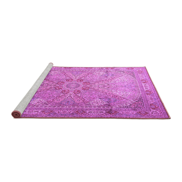 Sideview of Machine Washable Persian Purple Traditional Area Rugs, wshtr2099pur