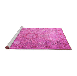 Sideview of Machine Washable Persian Pink Traditional Rug, wshtr2099pnk