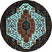 Round Persian Light Blue Traditional Rug, tr209lblu