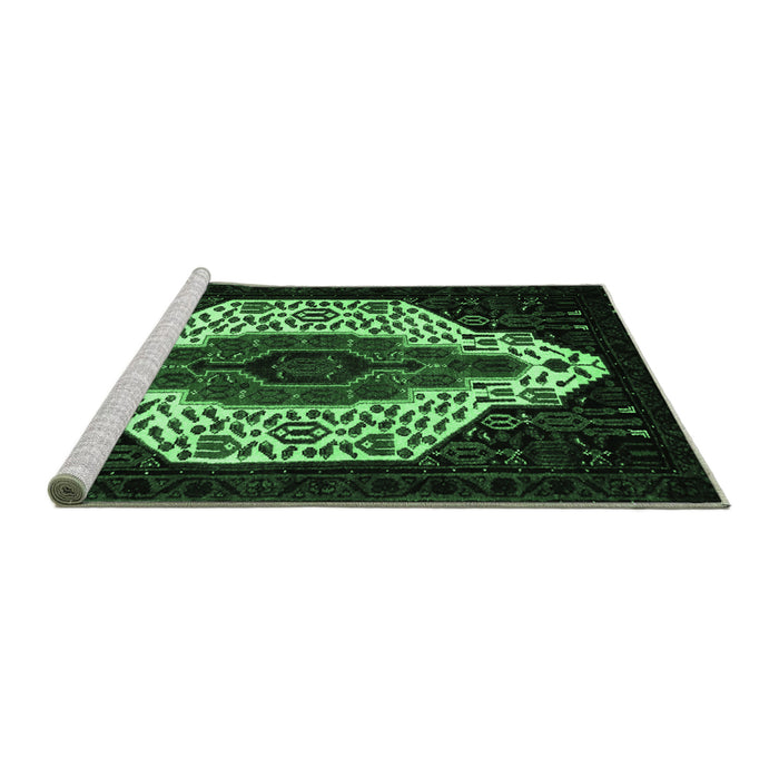 Sideview of Machine Washable Persian Emerald Green Traditional Area Rugs, wshtr209emgrn