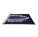 Sideview of Machine Washable Persian Blue Traditional Rug, wshtr209blu