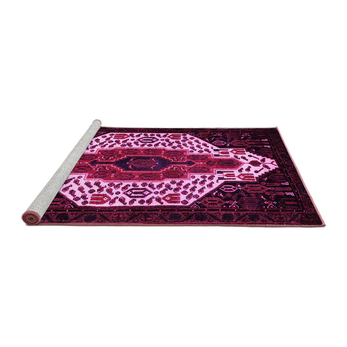 Sideview of Machine Washable Persian Pink Traditional Rug, wshtr209pnk