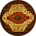 Round Persian Yellow Traditional Rug, tr209yw