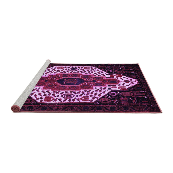 Sideview of Machine Washable Persian Purple Traditional Area Rugs, wshtr209pur