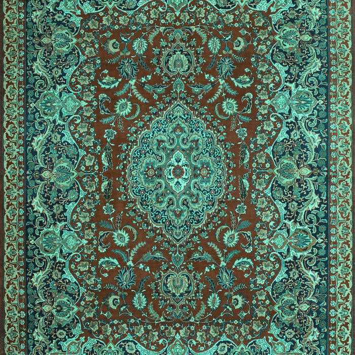 Machine Washable Medallion Turquoise Traditional Area Rugs, wshtr20turq