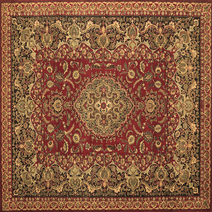 Square Machine Washable Medallion Brown Traditional Rug, wshtr20brn