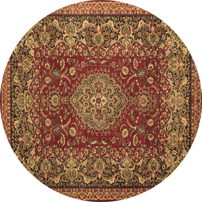 Round Medallion Brown Traditional Rug, tr20brn