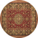 Round Medallion Brown Traditional Rug, tr20brn