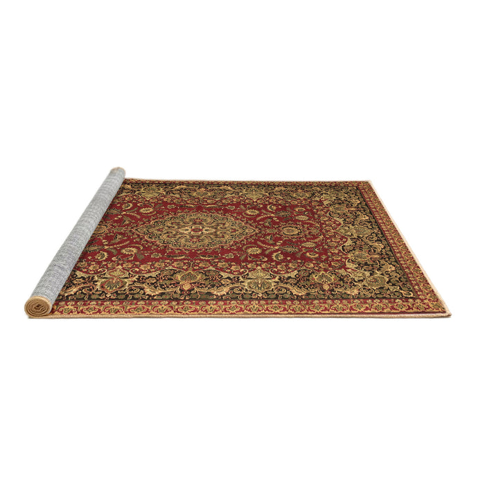 Sideview of Machine Washable Medallion Brown Traditional Rug, wshtr20brn